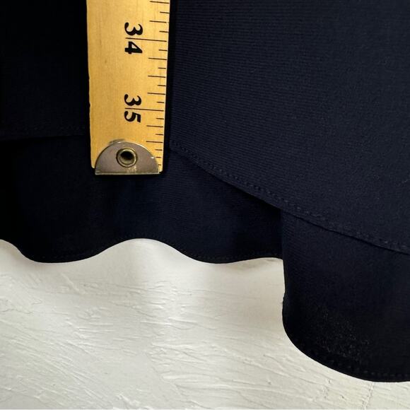 X by Xscape Blue Beaded Collar Formal Mini Dress Women 16 Babydoll Cold Shoulder - Picture 7 of 12